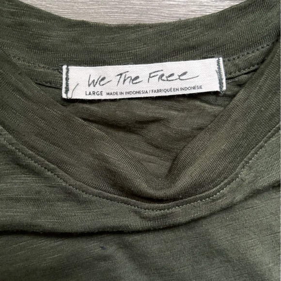 We the Free Olive Army Green Semi Sheer Fitted Summer Fall T Shirt Size L Casual - Picture 2 of 7